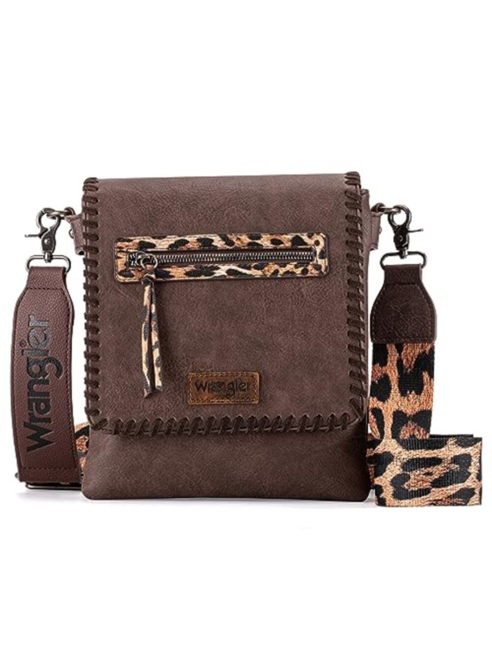 Woven Crossbody Shoulder Purse Leopard Guitar Strap Hobo